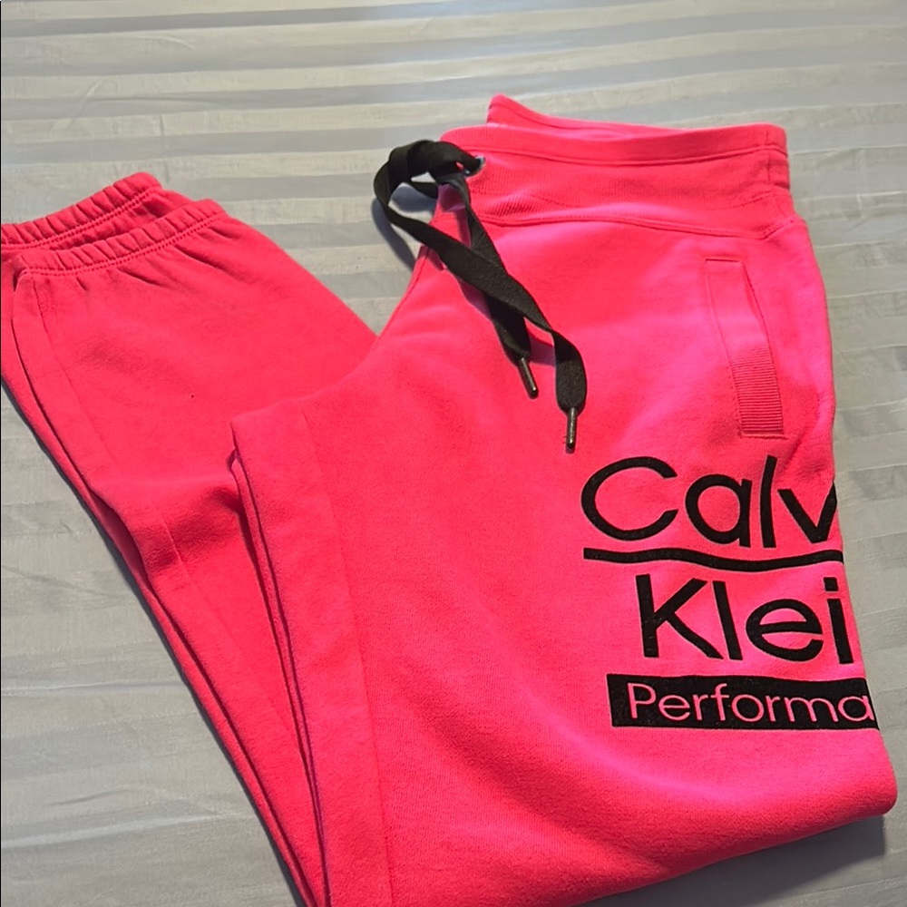 Calvin Klein Pink Sweatpants with Drawstring Waistband